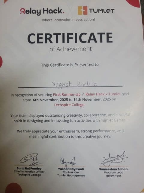 Relay Hack x Tumlet Runner-Up